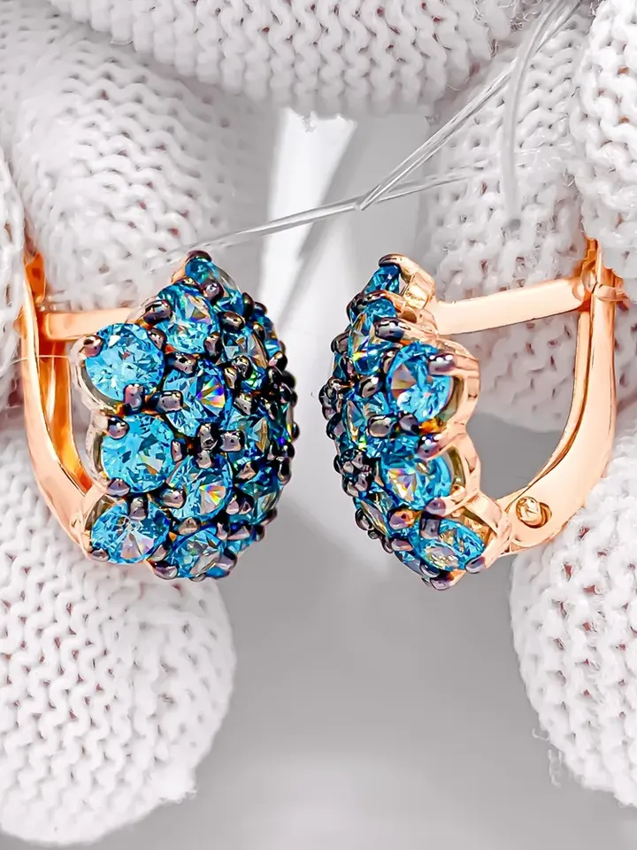 Earrings Silver gold plated 925 assay value with topaz