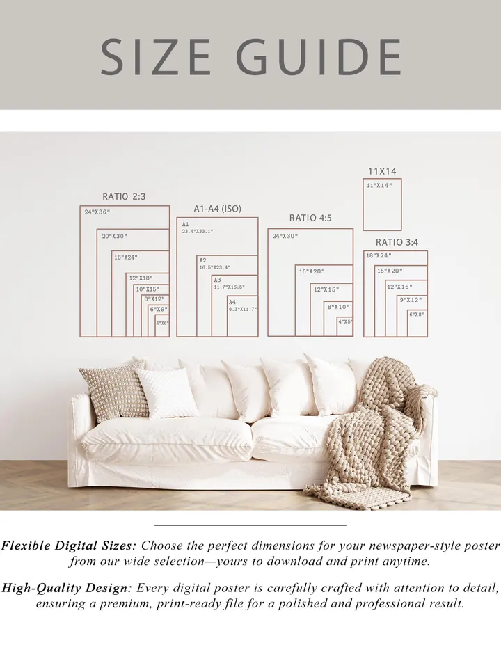 Retirement Newspaper Poster for Women, Unique Retirement Gift Printable, Retirement Decor Sign, Personalized Digital Download