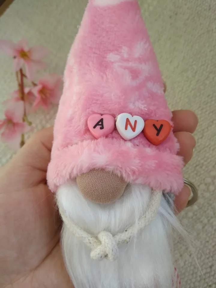 Pink Gnome keychain with your name