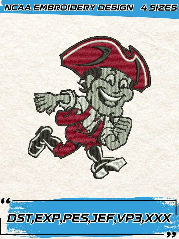 UMass Minutemen Mascot Embroidery Designs,NCAA Logo Embroidery Design,Machine Embroidery Design File,4 Sizes, Digital Download
