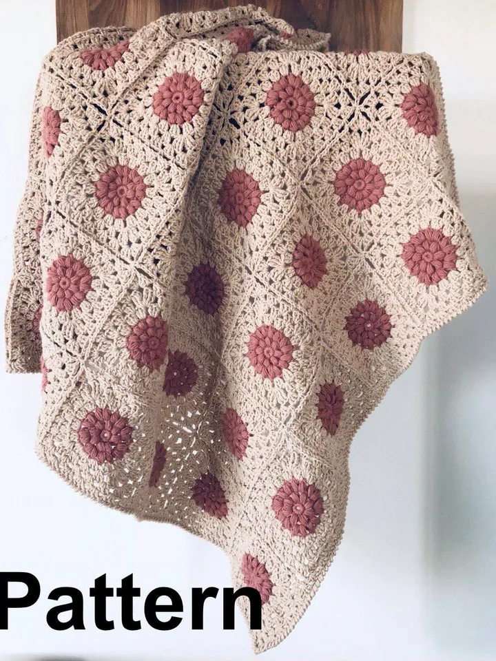 Baby blanket Crochet pattern , baby Daisy blanket crochet , sunflower pattern easy PDF