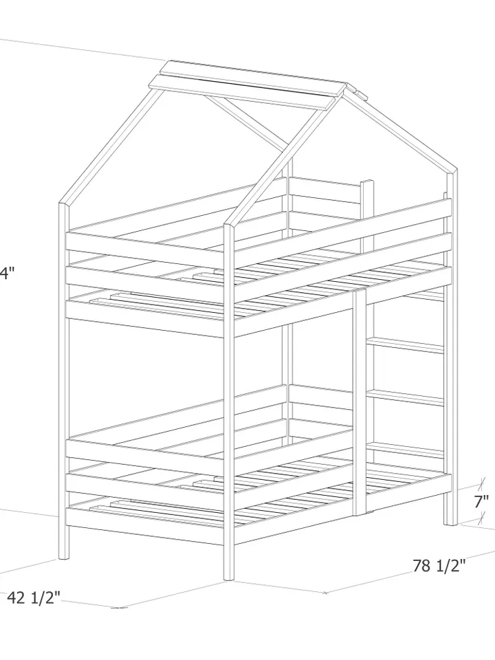 Loft Bunk Bed Plan, Twin Size, PDF, DIY