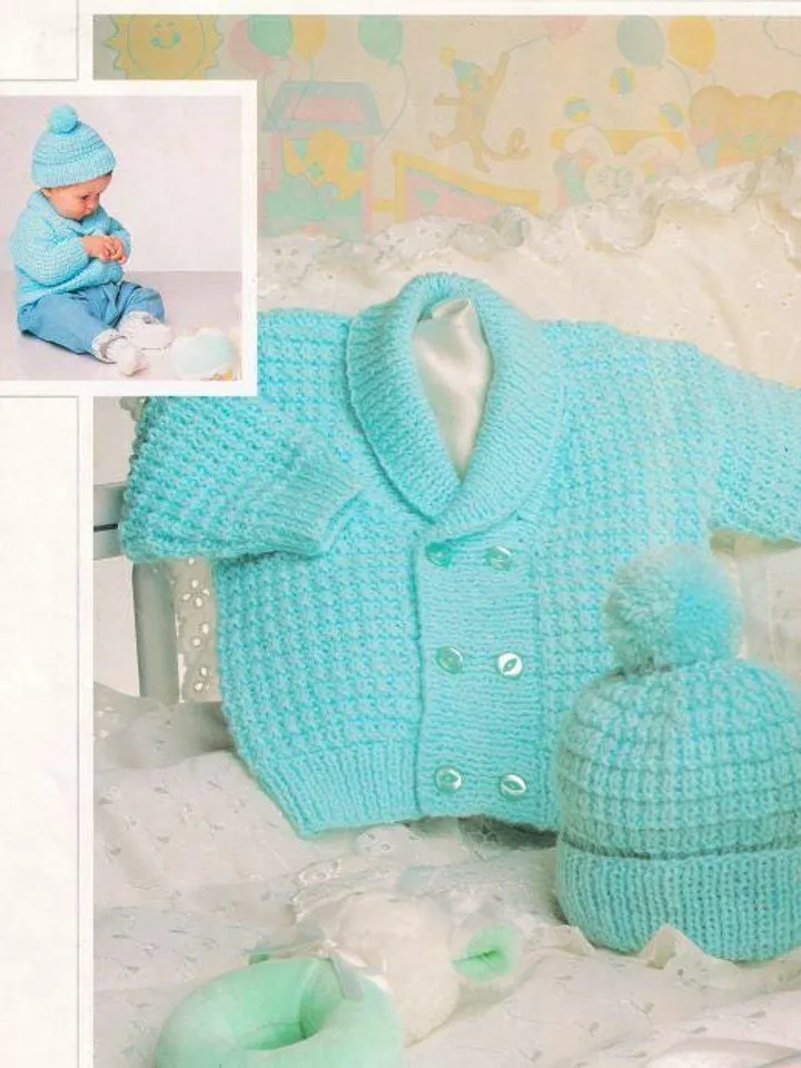 Baby Cardigan knitting pattern, baby jacket hat knitting pattern, DK baby knitting pattern