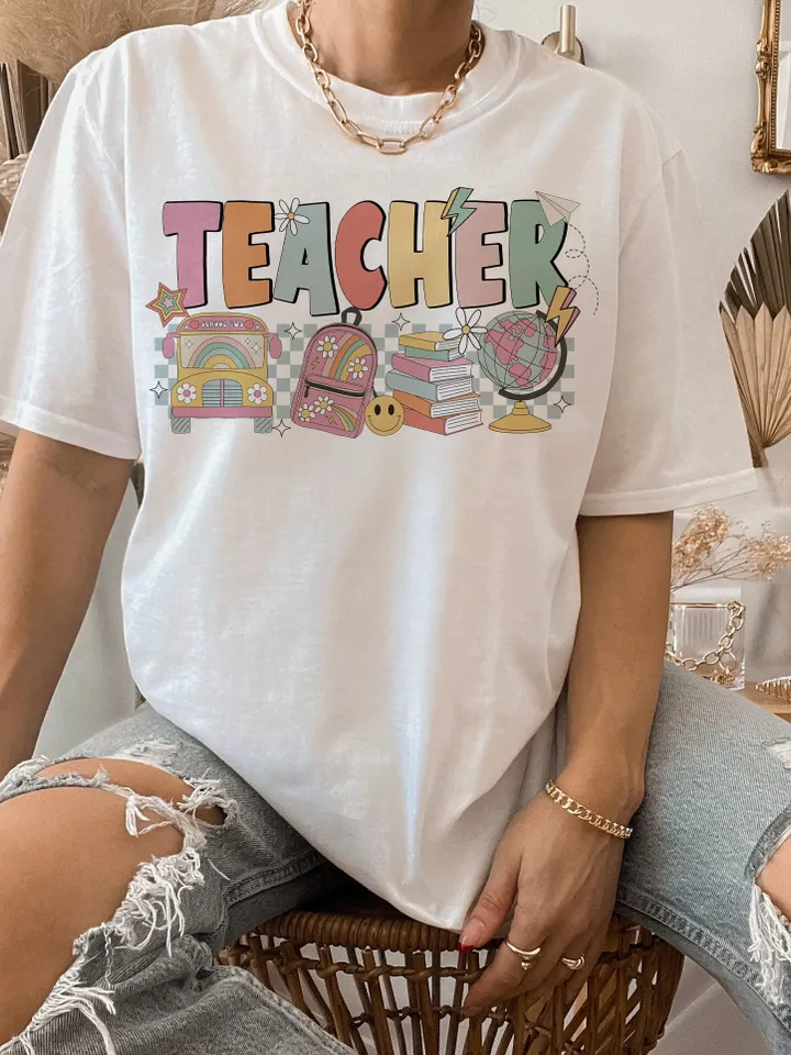 Teacher PNG-Back to School Sublimation Digital Design Download-groovy teacher png, educator png, retro sublimation, hippie png designs