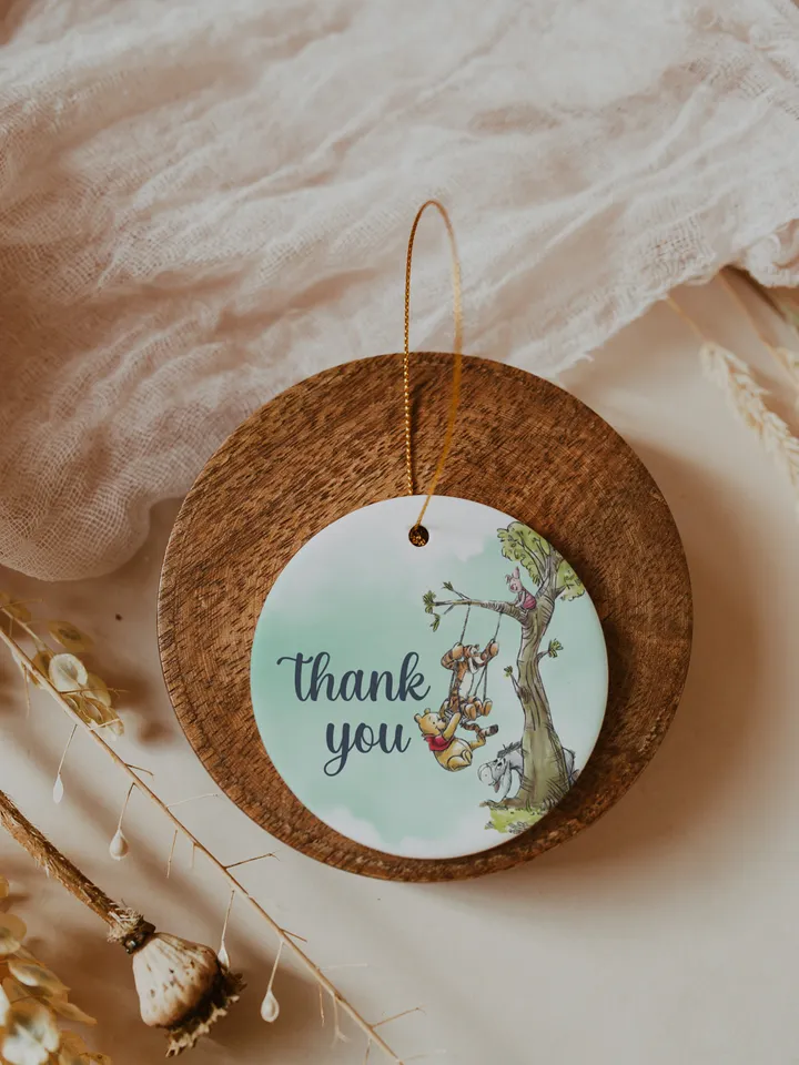 Editable Thank you sticker Hundred Acre Wood First Birthday party thank you label; Winnie the Pooh Party; Classic Pooh Party Birthday ; wp5