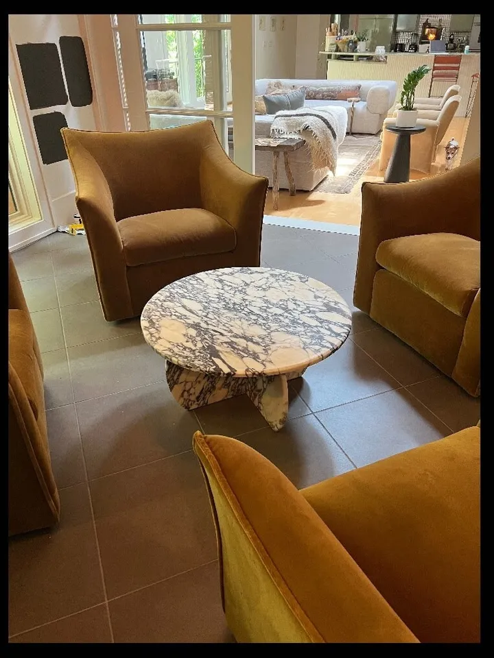 Calacatta Viola Coffee Table is Real Marble and everything is marble, including the Italian model handmade legs.