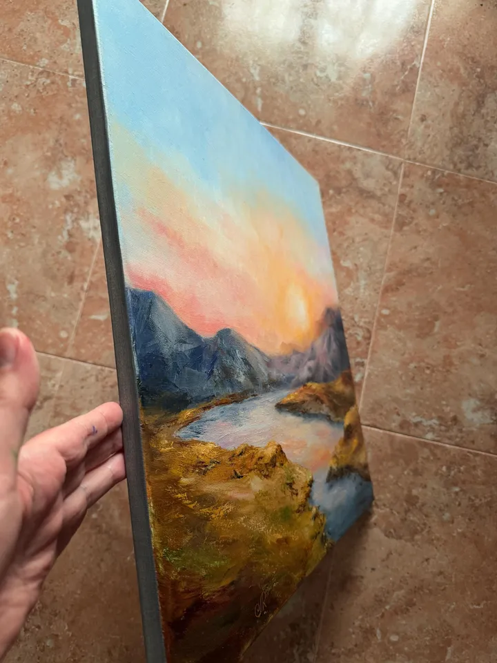 Oil Landscape Painting Mountain Wall Art Sunset Paintings