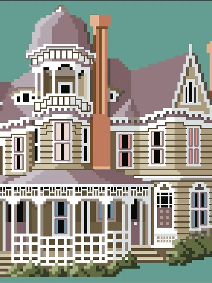 Vintage Cross Stitch Pattern Victorian House Counted Digital Download PDF