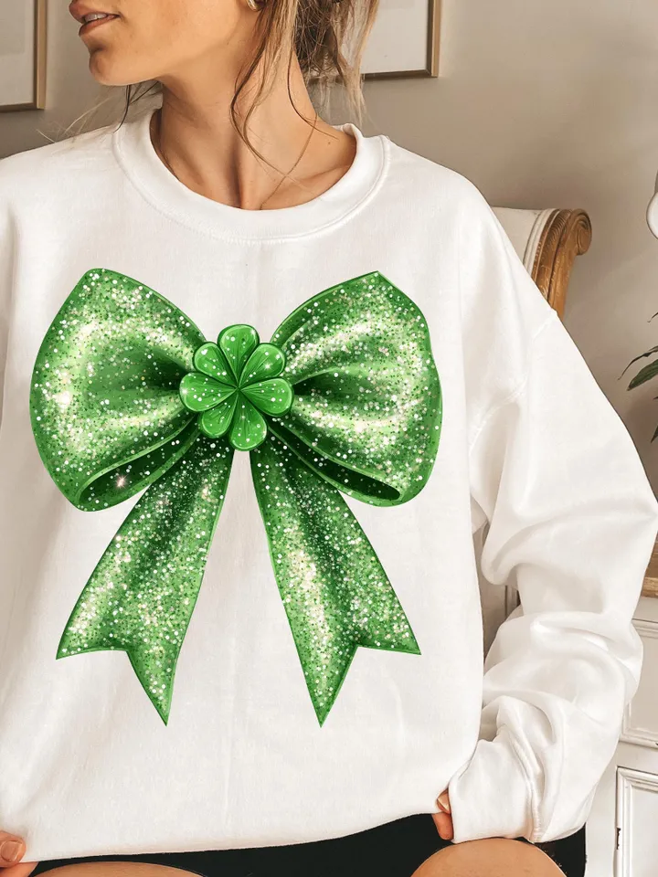 St. Patrick’s Day Bow png, St Patricks Coquette PNG, Coquette PNG, Glitter Faux Disco png, St Patrick's Day png, Shiny Irish png, Shamrock
