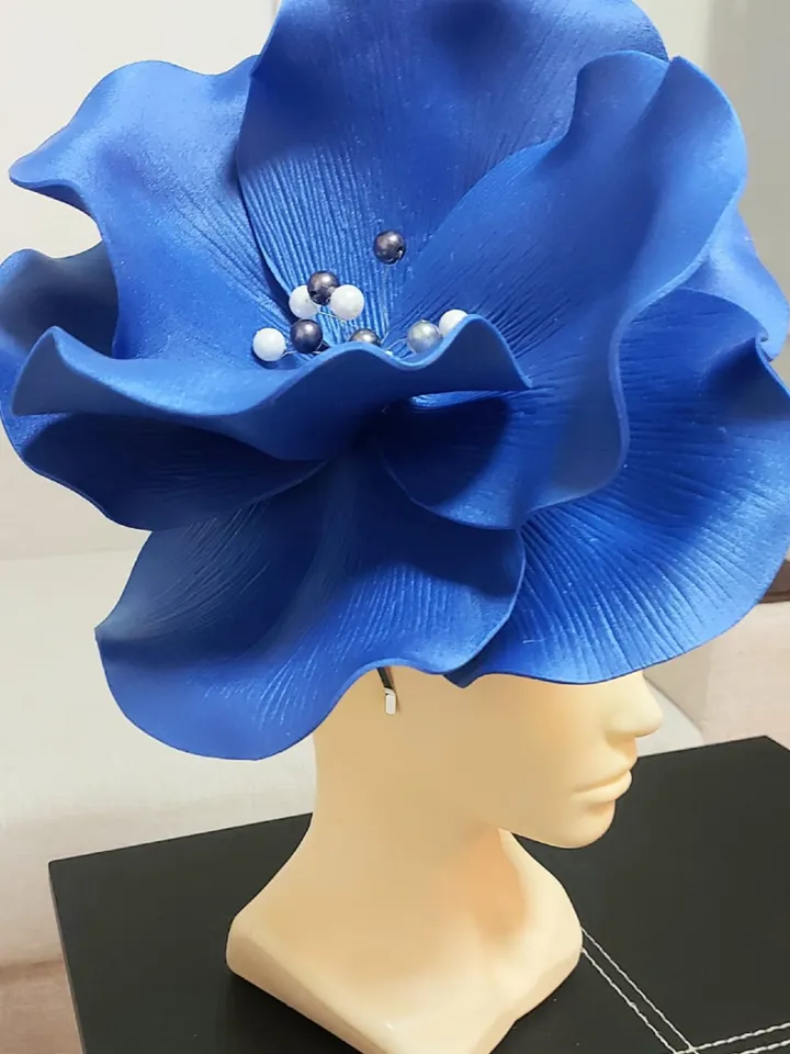 Large anemone Fascinator Kentucky Derby Hat, blue Flower headband, Tea Party Hat, Festival hat, Flower Hair Clips Fashion 2024