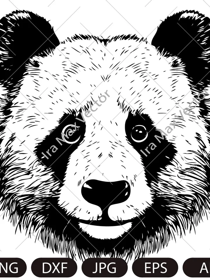 Panda Svg, Panda Clipart, Panda Png, Panda Head, Panda face svg, Panda Silhouette, Animals Silhouette