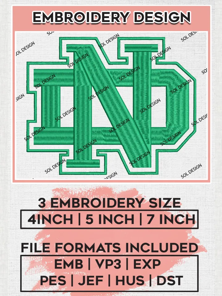 ND Fighting Hawks Football Team Logo Embroidery Design Files, NCAA North Dakota Fighting Hawks Machine Embroidery, NCAA Teams, Game Day, 3 sizes, NCAA Machine embroidery designs, Digital Download