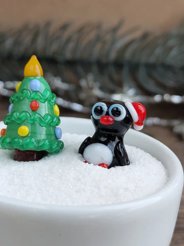 MINIATURE ANIMALS Penguin figurine Penguin miniature Baby penguin Glass penguin decor penguin gift Tiny Penguin Glass figurines Ornaments