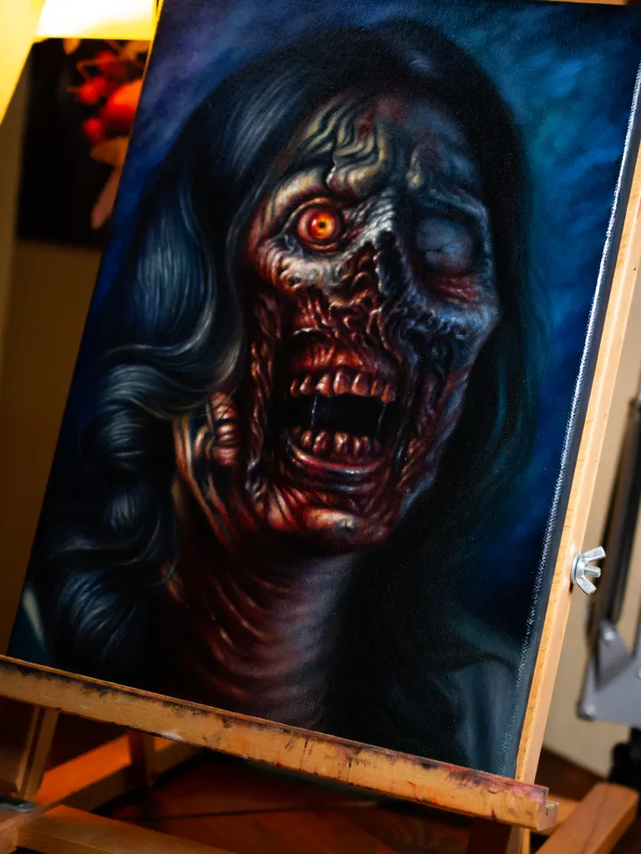 Original oil painting Victoria Heyes Terrifier