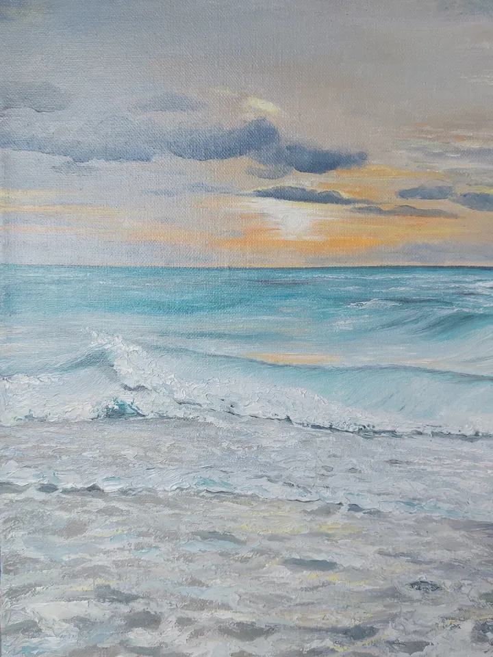 Oil painting on canvas sea 12x16 inches. Artist Marina Danilova