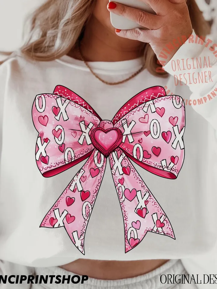 XOXO Valentine Coquette Bow, XOXO png, Valentines day png, Valentine coquette png, Heart png, Love png, Coquette bow png, Valentine bow png