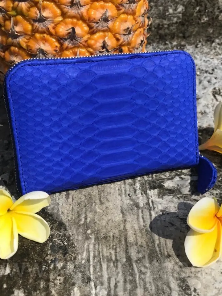 Genuine python skin electric blue wallet | Small wallet | Exotic leather women wallet | Snake trendy Wallet | Snakeskin designer wallet