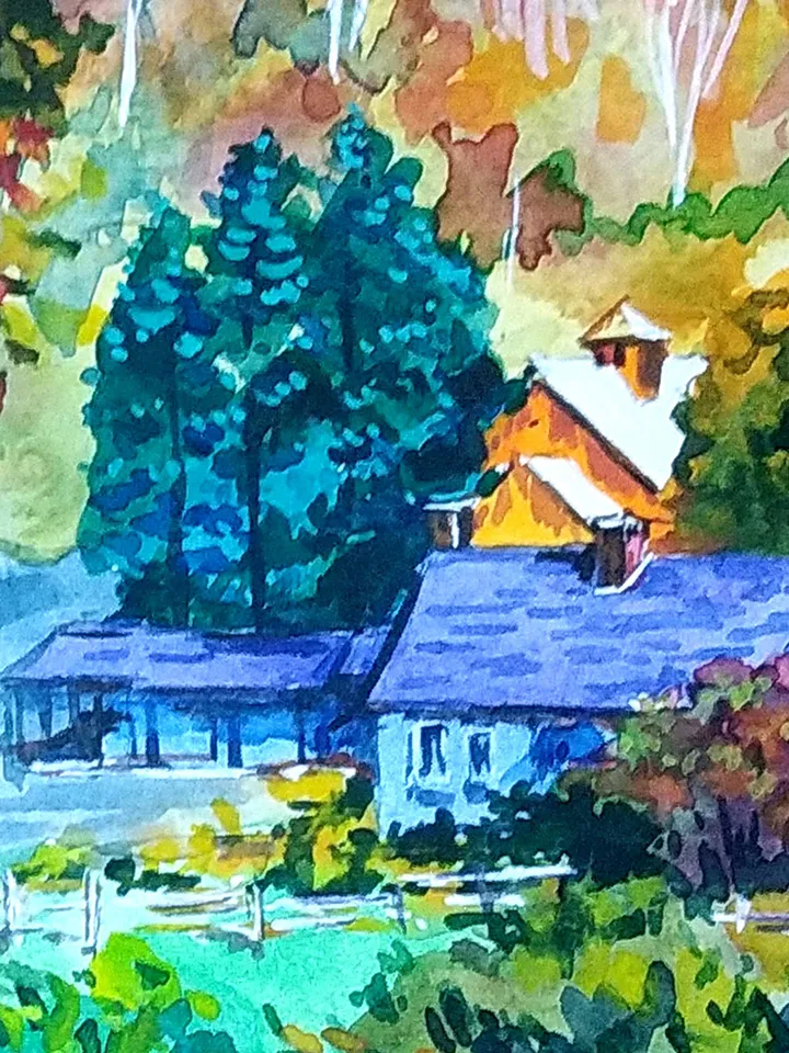 Vermont Painting Watercolor Original Art Landscape Artwork New England Painting 8 by 11 Above Bed Art by TatianaArtShop