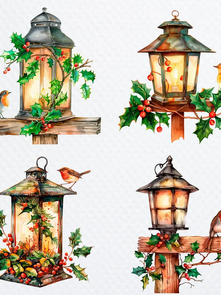 21 Christmas Robin PNG Bundle, Printable Watercolor clipart for sublimation, Digital download, High Resolution, Paper craft, junk journals