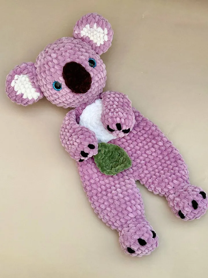 Crochet koala snuggler pattern Amigurumi koala lovey pattern Crochet koala cuddle toy tutorial