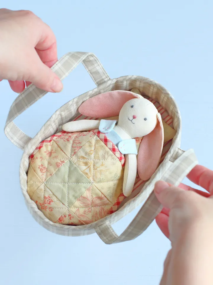 2 PDF Mini Bunny with Clothes and Basket Sewing Patterns Bundle