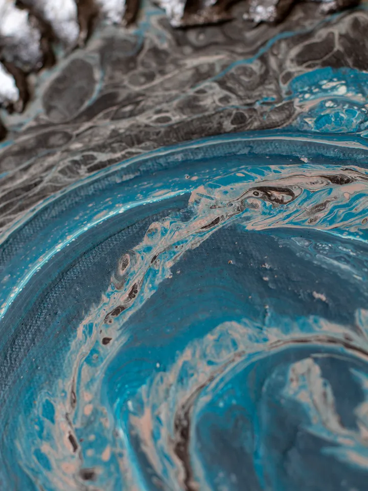 Waterscape wall art | Modern Abstract Sea Painting | 3D Effect Acrylic Art on Canvas | Handmade Artwork | Blue Square painting