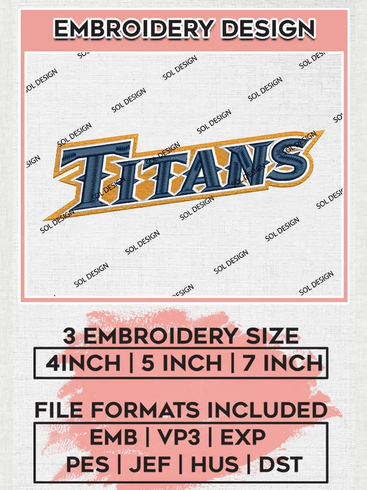 NCAA Titans Team Word Logo Embroidery Design Files, NCAA Cal State Fullerton Titans Machine Embroidery, NCAA Teams, Game Day, 3 sizes, NCAA Machine embroidery designs, Digital Download