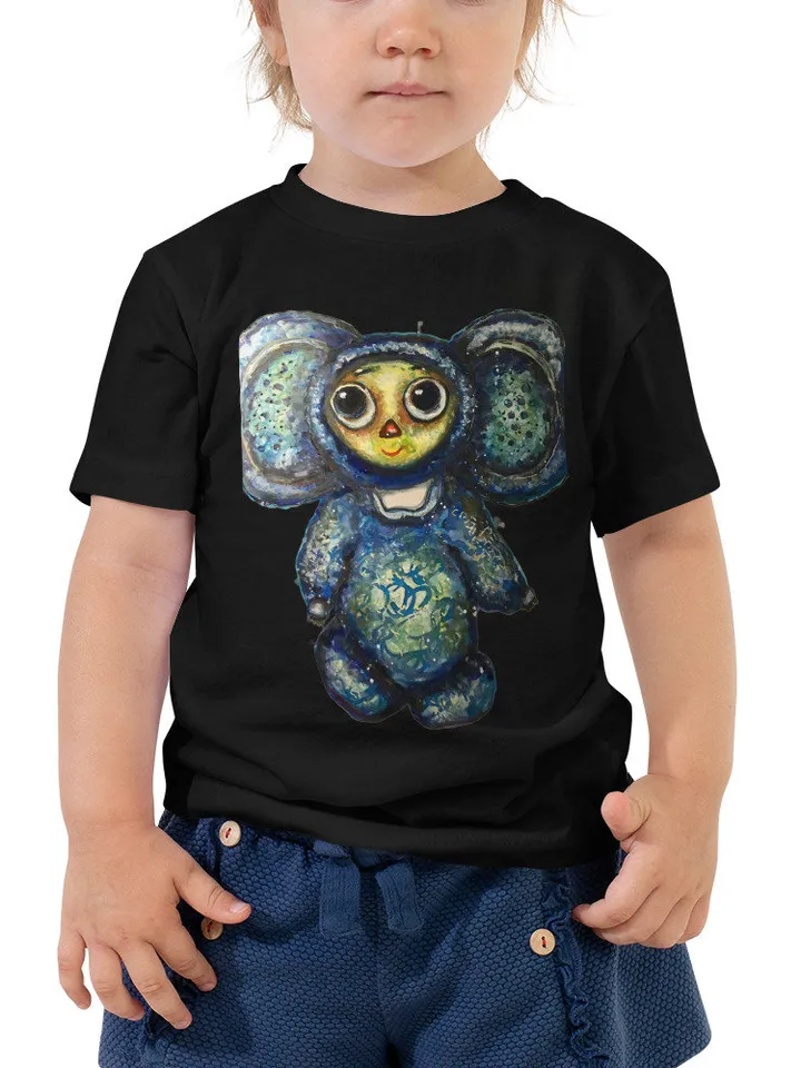 Cheburashka Toddler Short Sleeve Tee,russian toy unique design toddler t shirt,handmade special wearable  gift for kids.