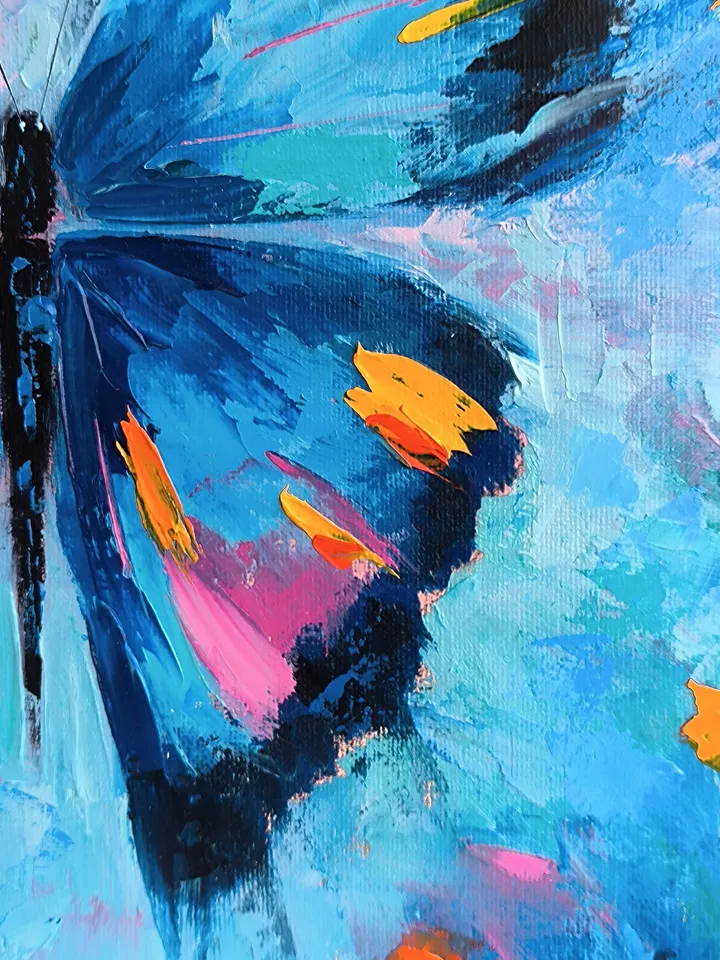 Butterfly oil painting, Butterfly on canvas, Oil painting