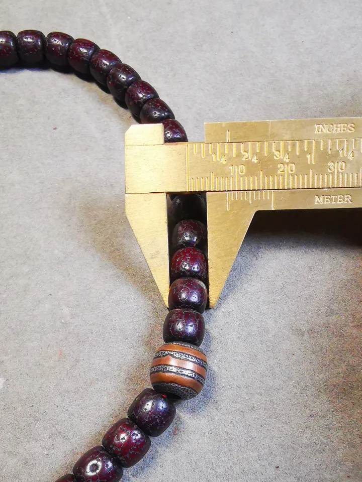 Gandhanra Handmade Antique 108 Lotus Beads Mala with Cold Iron Amulet Beads and Counters,Old Prayer Beads Necklace