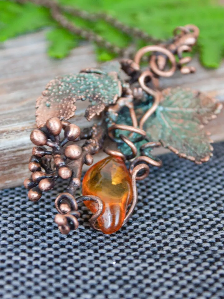 Copper handmade real leaf pendant, nature jewelry, original necklace, great gift for her, electroforming