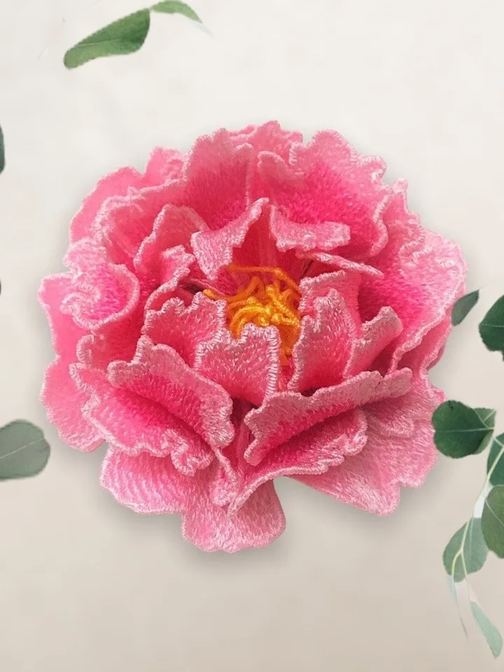 Free standing lace peony flower Digital embroidery file Peony FSL pattern Peony hairpin brooch