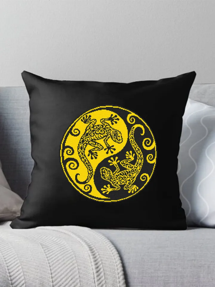 Lizard Yin Yang cross stitch pattern download PDF Salamander mandala digital PDF, Ying Yang cross stitch chart, Yin yang decor, Gecko #M217
