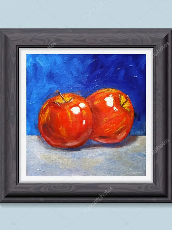 Still Life Bright Red Apples Original Oil Painting Fruit Painting Fruit Art
