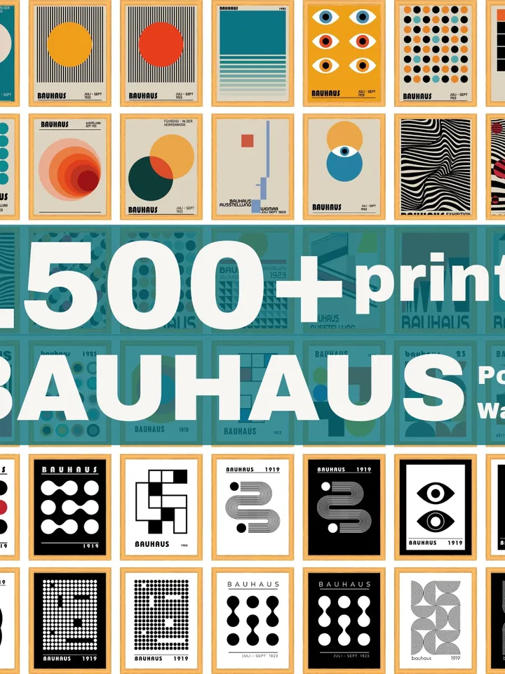 Bauhaus poster set of 2000+ premium printable wall art prints mid century modern minimalist abstract geometric bundle digital print download