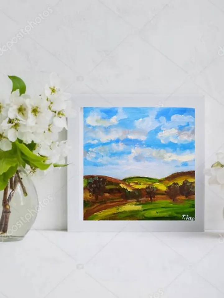 Abstract Landscape Original Oil Painting Impasto Art Miniature 6x6 inches