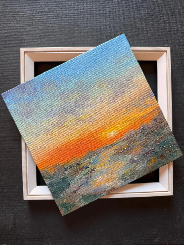 Sunset Oil Painting Original Sunset Landscape Sky Painting
