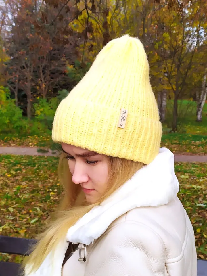 Winter yellow womens hat