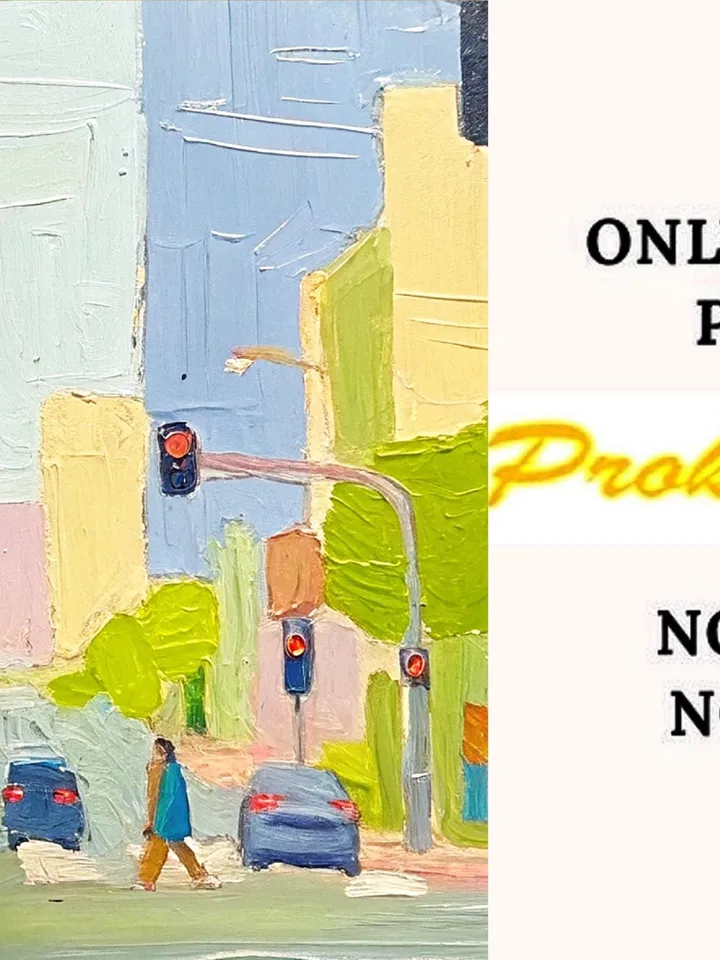 Los Angeles Oil Painting Street Original Art Impasto Scene Sunset Boulevard Impressionist Oil Painting Trees Car Cityscape Art Gift