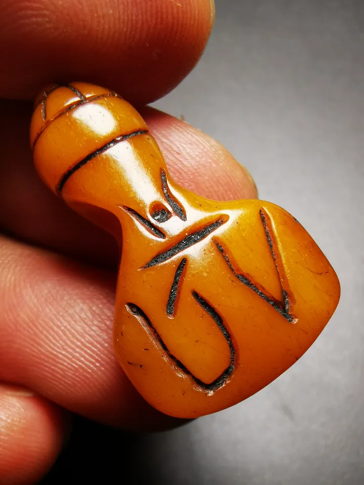Gandhanra Tibetan Amulet,Hand-carved Yak Bone Pendant, OM Symbol