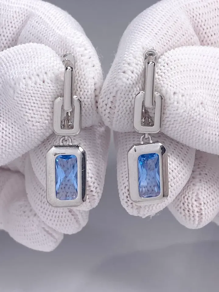 Earrings women silver 925 jewelry long earrings with topaz