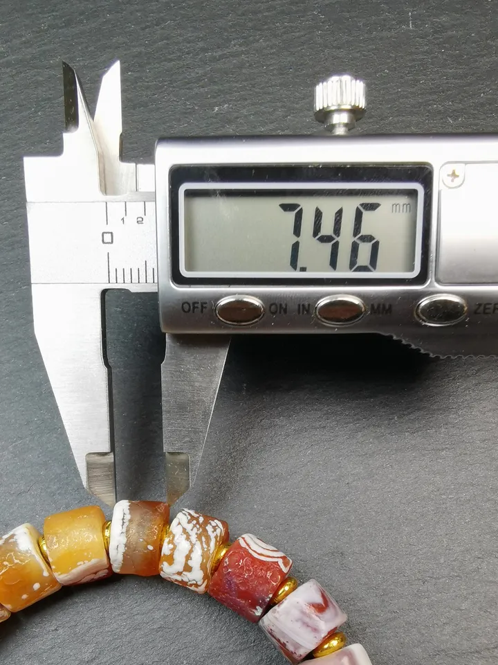 Gandhanra Tibetan Sugar Agate Beads Wrist Mala, Unique 11mm Cylinder Carnelian Bracelet