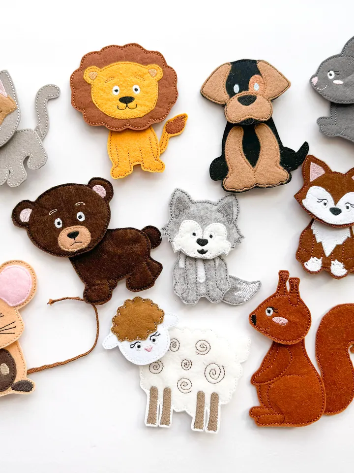 ITH Felt Animal Mix and Match Puzzle Embroidery Pattern, Build an Animal Creative Toy Design, 4x4 Digital File