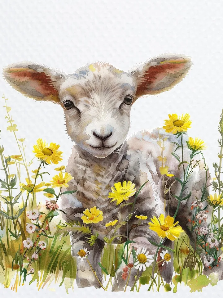 10 Cute Lamb PNG Clipart Bundle, Watercolor Sheep Clipart, Printable Sublimation clipart, Paper crafts, junk journal, nursery art