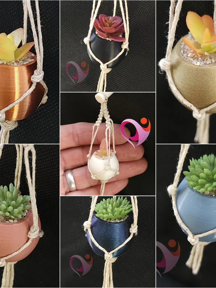 Mini Plant Refrigerator Magnet Tiny Succulent Macrame Hanger for Fridge Unique Gift for Plant Lovers Boho Kitchen Decor Under 10