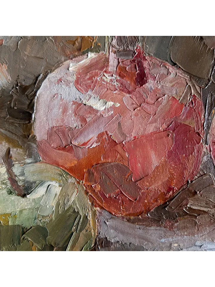 Pomegranate Painting 11,3x9,1" ORIGINAL ART Still Life with Fruits Kitchen Artwork Signed by artist Marina Chuchko