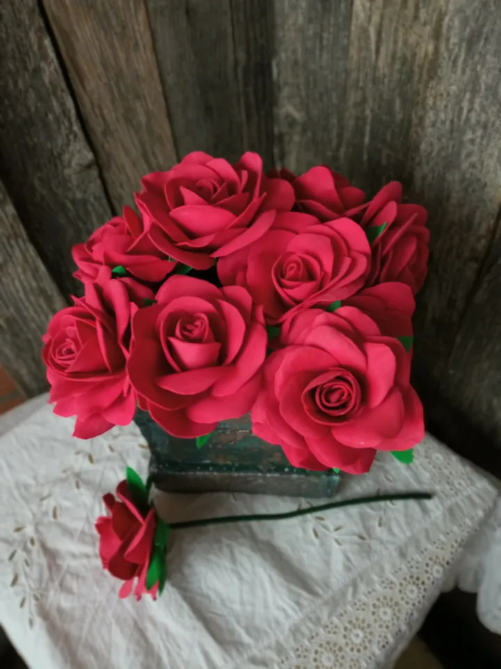 Elegant Red Rose Flower Arrangement in Vintage Box/Gift for her/Birthday present/ Free shipping