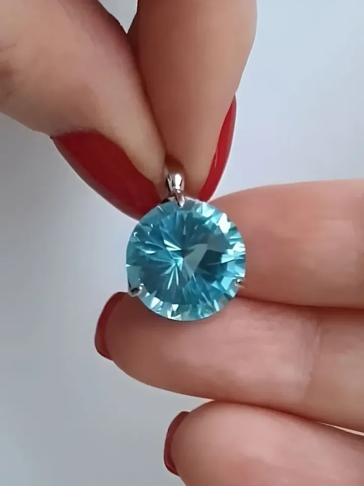 Pendant silver 925 women's with blue topaz