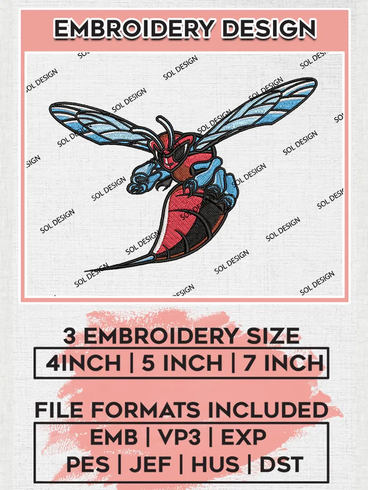 Delaware State Hornets Logo Machine Embroidery Design, NCAA Delaware State Hornets Embroidery Design Design files, NCAA Embroidery Designs, NCAA Machine Embroidery Designs, Digital Download