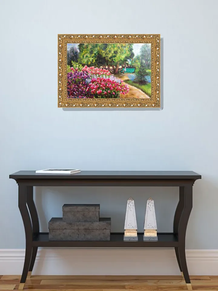 Floral Garden Painting Original Landscape Oil Painting on Canvas